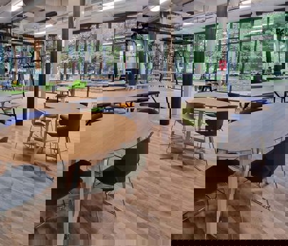 The Pavilion Blackburn Sixth form tables and chairs cafe area